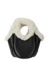 Coperni Black Shearling Mini Bucket Swipe Bag In Black/white