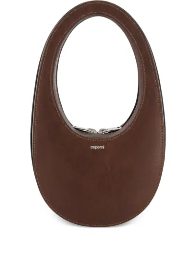 Coperni Swipe Oval Zipped Mini Bag In Brown