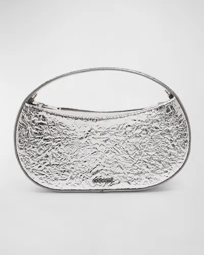 Coperni Swipe Small Foil Leather Top-handle Bag In Neutral