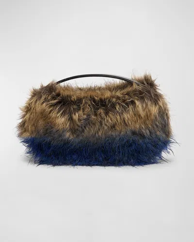 Coperni Swipe Sound Faux Fur Top-handle Bag In Brown