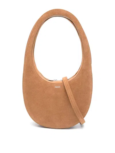 Coperni Swipe Suede Leather Crossbody Bag In Brown