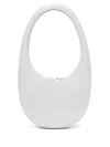 Coperni Oval-shape White Vitello Shoulder Bag With Zipper Closure In Grey