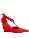 Coperni T-bar Wedge Heeled Pumps In Red