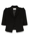 Coperni Cropped Slim-fit Tailored Jacket With Puff Sleeves In Schwarz