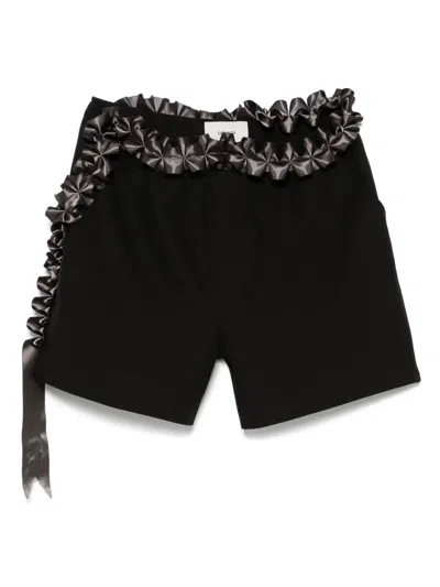 Coperni Pleated Ribbon Tailored Shorts In Black
