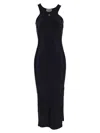 Coperni Logo Plaque Side Slit Midi Dress In Black