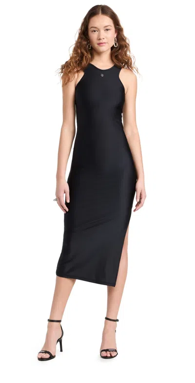 Coperni Sleeveless Midi Dress Round Neck Slit In Black