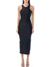 Coperni Embellished Satin-jersey Midi Dress In Black