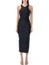 Coperni Shiny Jersey Midi Dress In In Black
