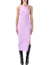 Coperni Midi Tank Dress Round Neck Slit In Pink