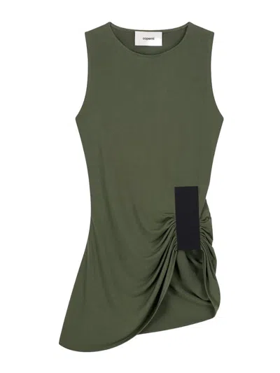 Coperni Taped Suspended Draped Top In Green Fabric