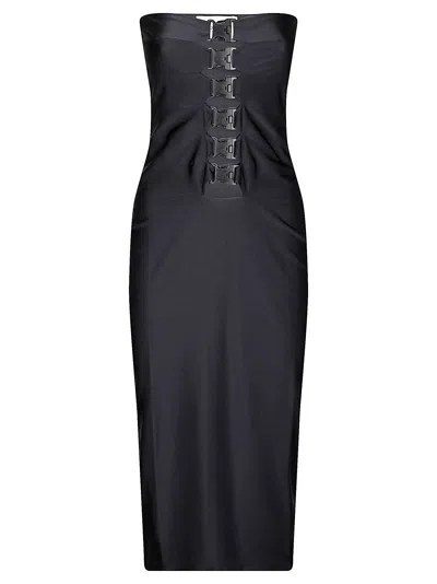 Coperni Technical Buckle Jersey Dress In Black