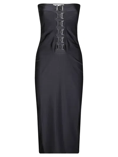 Coperni Technical Buckle Jersey Dress In Black
