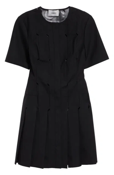 Coperni Technical Tailored Origami Wool Blend Dress In Black