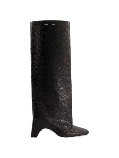 Coperni Textured Block Heel Boots In Black
