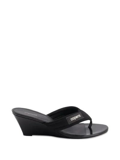 Coperni Logo Wedge Thong Sandals In Black