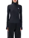 Coperni Black Tight High Neck Long Sleeve T-shirt In Brown