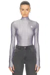 Coperni Tight High Neck Top In Green & White Check