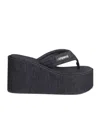 Coperni Blue Wedge Denim Sandals In Black