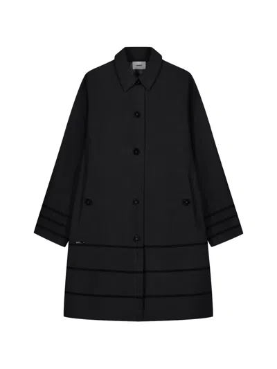 Coperni Tonal Stripes Tailored Coat In Black