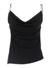 Coperni Draped Neckline Sleeveless Side Slit Top In Black