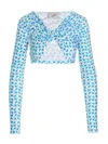 Coperni Kink Long-sleeved Blouse In Azur/white