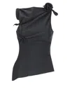 Coperni Black Asymmetric Sleeveless Top With Floral Detail And Cut-out On The Front In Black