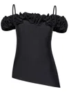 Coperni Stretch Jersey Top With Ruffles In Black