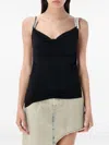 Coperni Draped Neckline Sleeveless Side Slit Top In Black