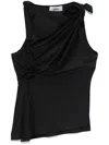 Coperni Black Asymmetric Sleeveless Top With Floral Detail And Cut-out On The Front In Black