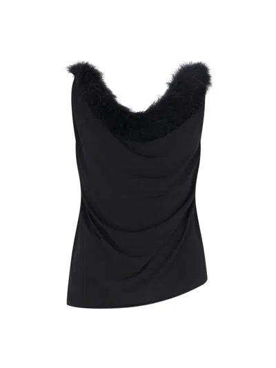 Coperni Feather-detailing Top In Black