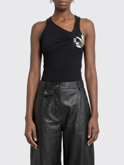 Coperni Sleeveless Top Metallic Pin Ribbed Texture In Black
