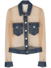 Coperni Tulle Illusion Denim Top In Neutrals