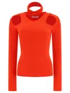Coperni Red Top With Unique Cut-out Design And Ribbed Texture