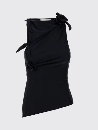 Coperni Black Flower Asymmetrical Halter Polyamide Top