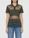 Coperni Striped Sheer Polo Shirt Short Sleeves In Green