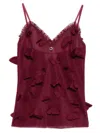 Coperni Embellished Sleeve Lace Trim Top In Burgundy