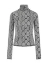 Coperni Mock-neck Metallic Snakeskin-print Top In Grey
