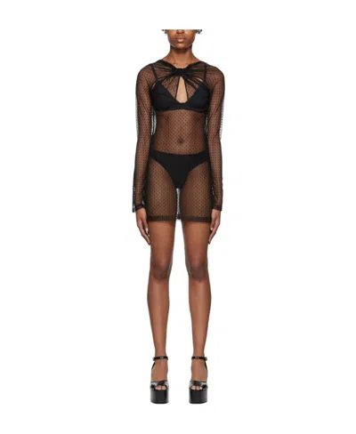 Coperni Translucent Mesh Dress In Brown