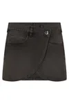 Coperni Asymmetric Cotton Denim Mini Skirt In Gray
