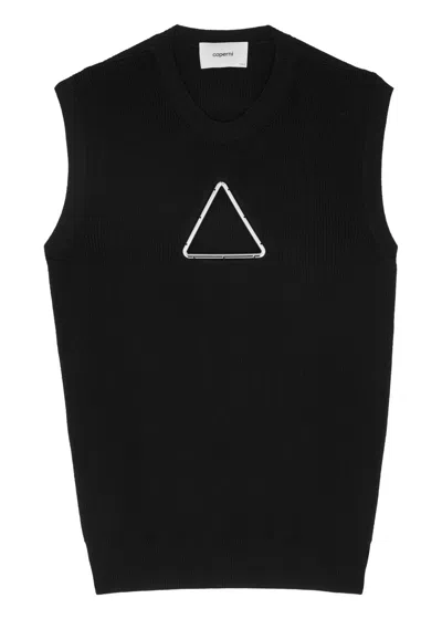 Coperni Triangle Cut-out Wool Vest In Black