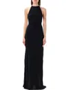 Coperni Suspended Triangle Backless Column Maxi Dress In Black