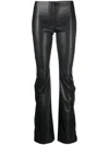 Coperni Flared High-waisted Trousers With Faux Leather Texture In Black