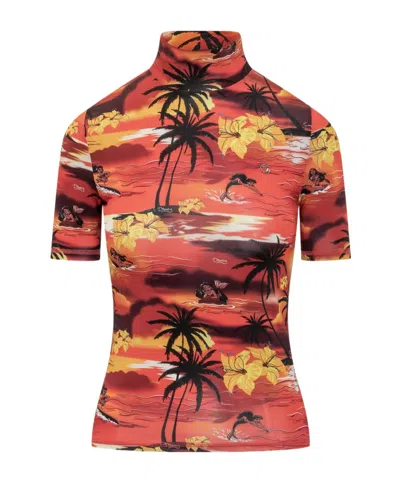 Coperni Turtleneck Printed T-shirt In Multi