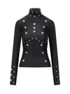 Coperni Snap-embellished Spandex Turtleneck Top In Black