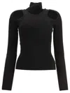 Coperni Turtleneck With Cut-out Tops Black In Black