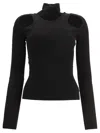 Coperni Turtleneck With Cut-out Tops Black In Black