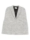 Coperni Tweed Tailored Cape In Gray