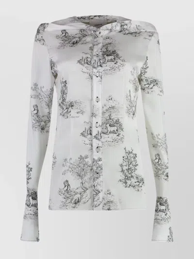 Coperni Twill Shirt With Printed Design And Hood In White