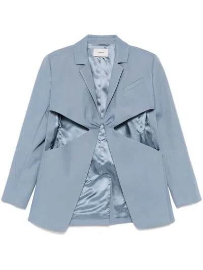 Coperni Twisted Cut-out Blazer In Blue